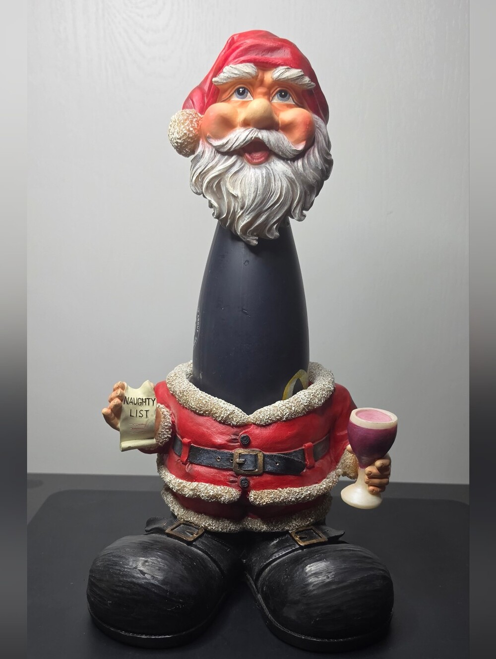 Vintage Red Santa Wine Bottle Holder Figurine